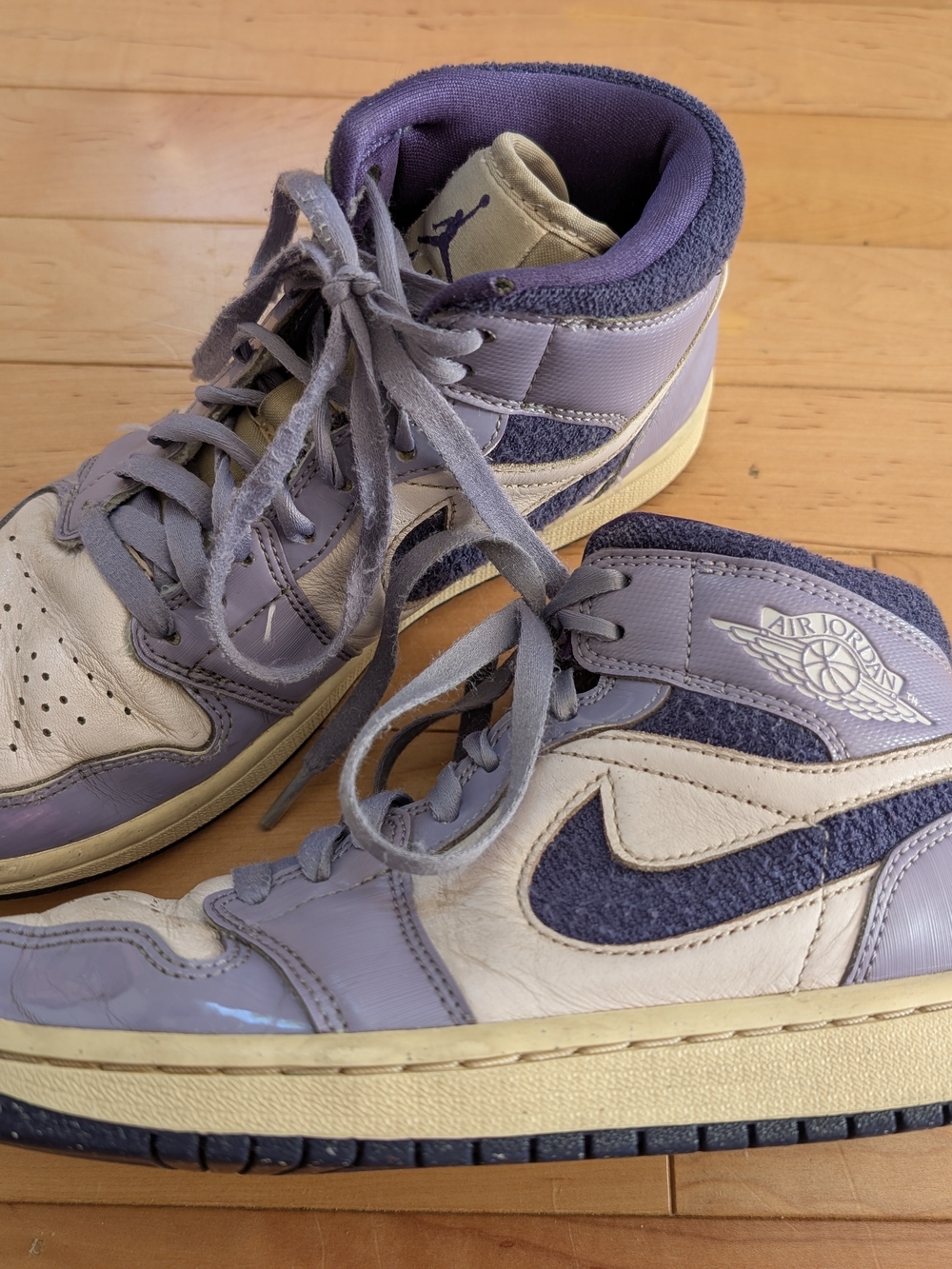 Jordan Women’s Mid-Top Sneakers in Lavender and Cream
